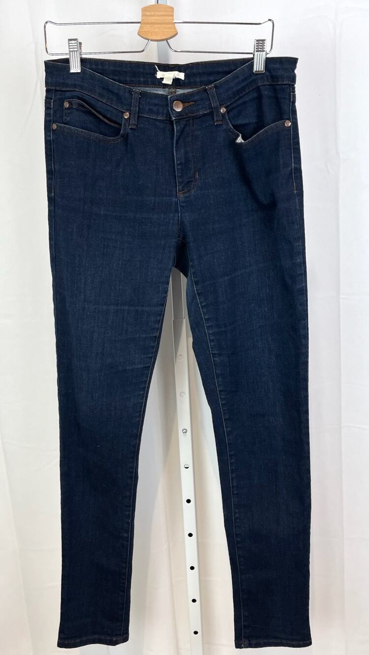 EILEEN FISHER Size 10 System Organic Cotton Skinny Jeans Zip Fly Dark Wash Blue